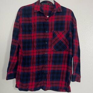 Zara Oversized Plaid Button Down Long Sleeve Top XS